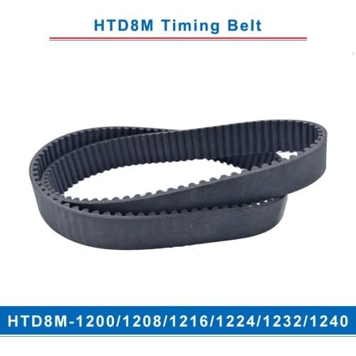 Timing belt HTD8M-1200/1208/1216/1224/1232/1240 teeth pitch 8mm circular teeth belt width 20/25/30/40mm for 8M timing pulley