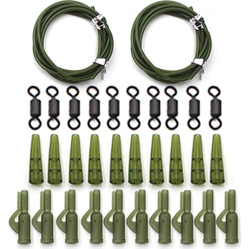 32PCS Carp Fishing Rig Carp Tubing Rolling Swivels Fishing Tackle Lead Clip Tail Cones Hair Rigs Making Accessories For Fishing