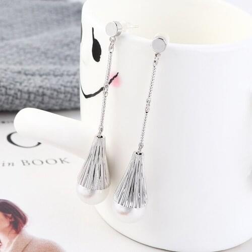 TONGKWOK Bohemia Exaggeration Dangle Earrings For Women Silk Thread Tassel Metal Long Chandelier Earrings #139893