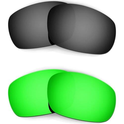 HKUCO For Jawbone (Asian Fit) Sunglasses Replacement Polarized Lenses 2 Pairs - Black & Green