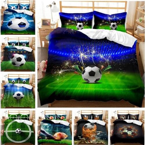 Sports 3D Football Bedding Set Printed Pillow Case Duvet Cover Double Size Household Textile Products Decoration Teenagers Room