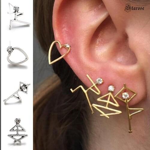 Starose 4 pcs/lot Gold Color Figure Stud Earrings for Women Yoga Ear Piercing Helix Piercing Oreja Pircing de orelha Jewelry