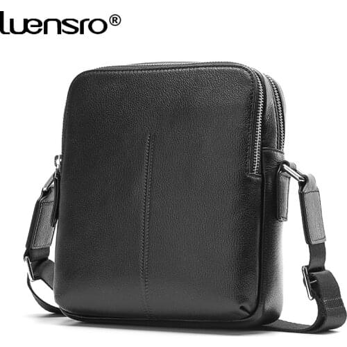 LIENSRO Fashion Business Men Genuine Leather Messenger Bags Promotional Small Crossbody Shoulder Bag Casual Man Bag Cow leather
