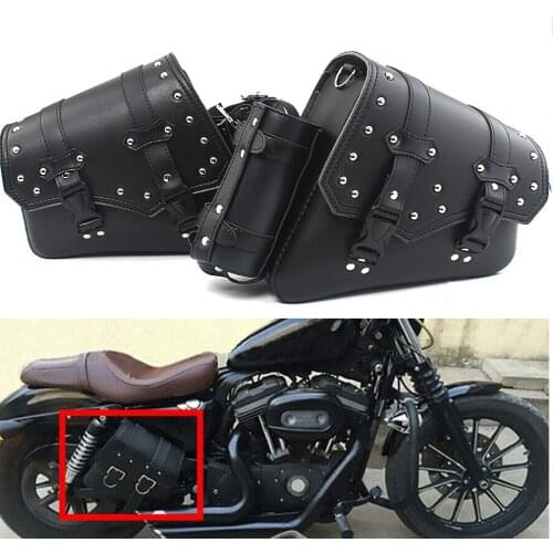 Motorcycle Right + Left Saddle Bag Waterproof Side Bag Bike Side Storage Fork Tool Pouch For Harley Sportster Choppers Softails