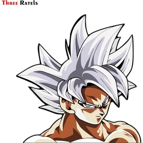 Three Ratels FC350 Goku Ultra Instinct Cute cartoon 3D Stickers for car pvc figure anime decal