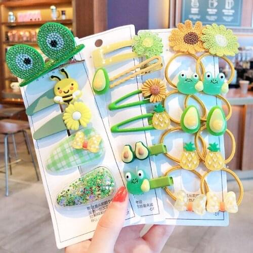 20pcs/Set New Girls Cartoon Animal Fruit Hairpins Colorfur Children Sweet Floral Hair Clip for Kids Barrettes Hair Accessories