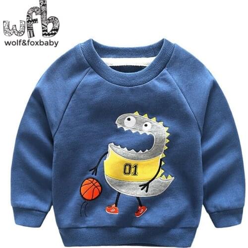 Retail 1-8 years T-shirt cartoon round neck cotton casual jacket cartoon embroidery children spring fall autumn