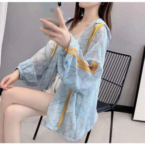 2021 Summer New Sun Protection Clothing Anti-Ultraviolet Breathable Thin Long-Sleeved Hooded Jacket Women Cardigan Coat Female