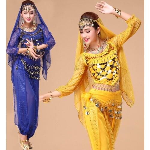 Multi-Color Belly Dance Costume Sets Women Bollywood Oriental Indian Dance Wear For Pant Coin Belly Dance Suit