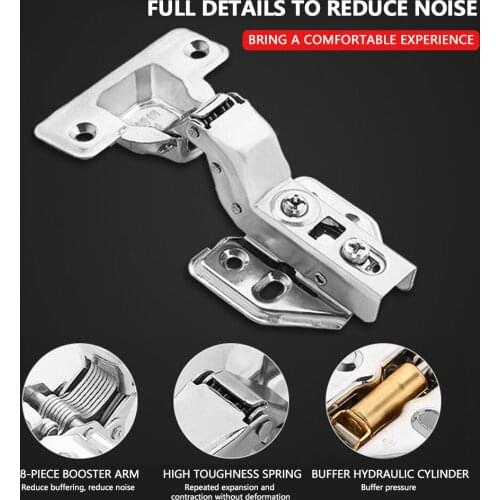 10/20pcs Hinge Soft Closing Full Overlay Door Hydraulic Hinges No-Drilling Hole Clip-On For Cabinet Cupboard Furniture Hardware