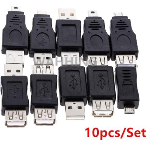 10pcs/set USB OTG Adapter Connector 5Pin Changer Adapter Converter USB Male to Female Micro USB Mini USB Adapter Converter HY464