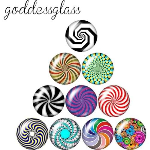 New Colorful Rotating Patterns Lines ripples 10pcs 12mm/16mm/18mm/25mm Round photo glass cabochon demo flat back Making findings