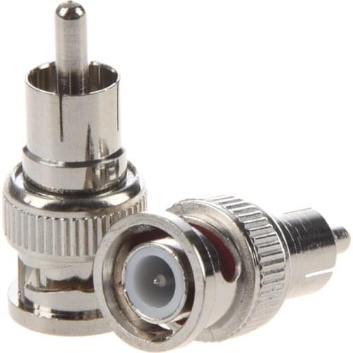 2 Pcs BNC Male to RCA Male RF Coaxial Connector Adapter for CCTV
