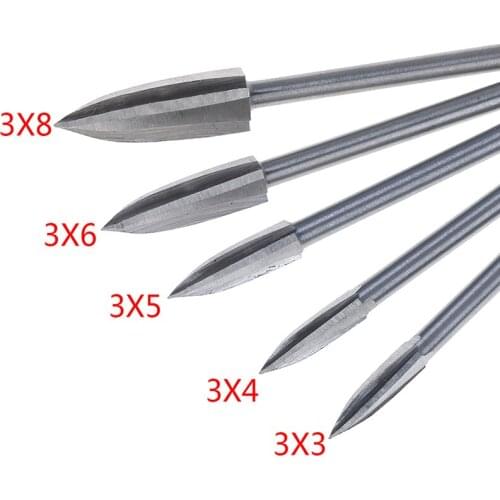 3mm Shank 3-8mm Milling Cutters White Steel Sharp Edges Woodworking Tools Three Blades Wood Carving Knives