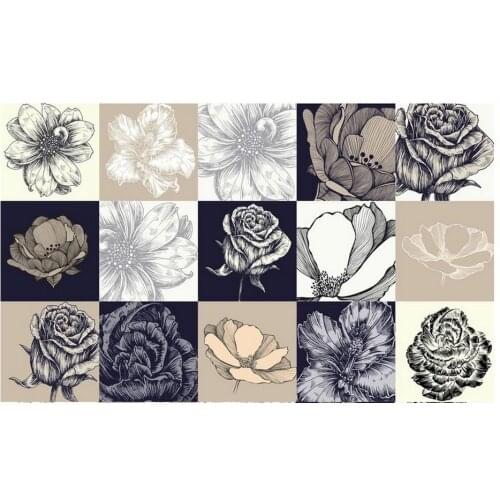 3D wall murals wallpaper custom picture mural wall Retro sketch flower vector material background wall home decor 3d wallpaper