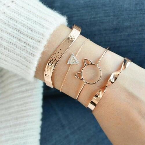 4Pcs/set Geometric Chain Bracelets Set for Women Women Bohemia Multilayer Beads Charm Bangles Fashion Party Jewelry Gift