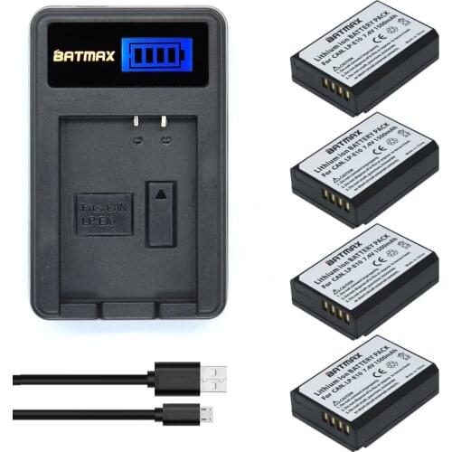 4Pcs LP-E10 LP E10 LPE10 Digital Camera Battery+LCD USB Charger for Canon 1100D 1200D 1300D Rebel T3 T5 KISS X50 X70 Battery