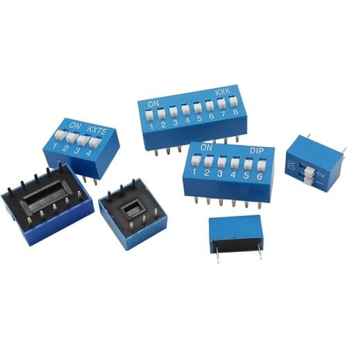 5Pcs Blue DIP Switch Slide Type DIP Switch Module 2P 3P 4P 5P 6P 7P 8P 10P 12Pin 2.54mm Pitch Toggle Snap Switches Dial Switch