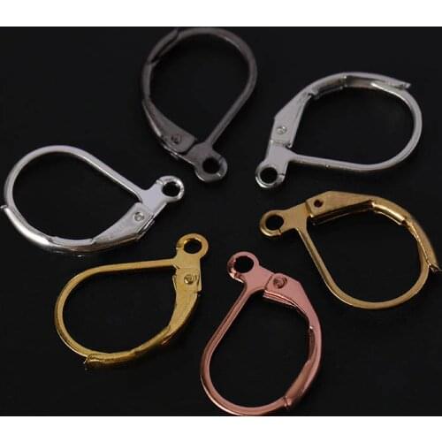 50pcs 15x10mm Brass French Earring Hook Ear Wire Earrings Base Accessories for DIY Jewelry Making Fittings Settings