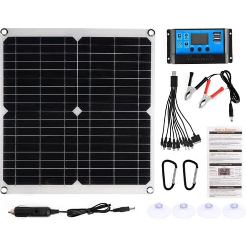 80W 18V Solar Panel System With 20A Controller Portable Dual-USB Boat Battery Charger Folding Solar Panel Kit Outdoor Camping