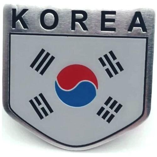 Aluminum Alloy Shield Styling South Korean National Flag Emblem Decals Car Doors Decor Korea Flags Stickers 5x5cm