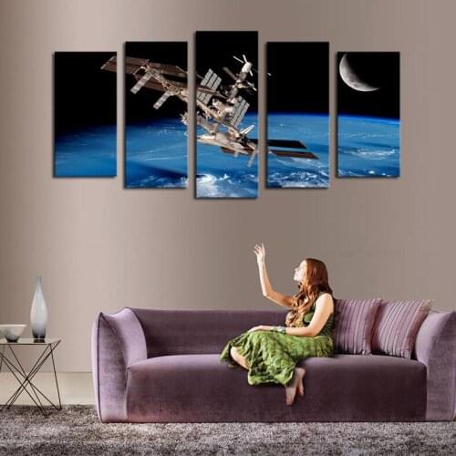 Unframed 5 Pcs Satellite Space Landscape Print Oil Painting Modern Canvas Wall Art for Wall Decor Home Decoration Artwork