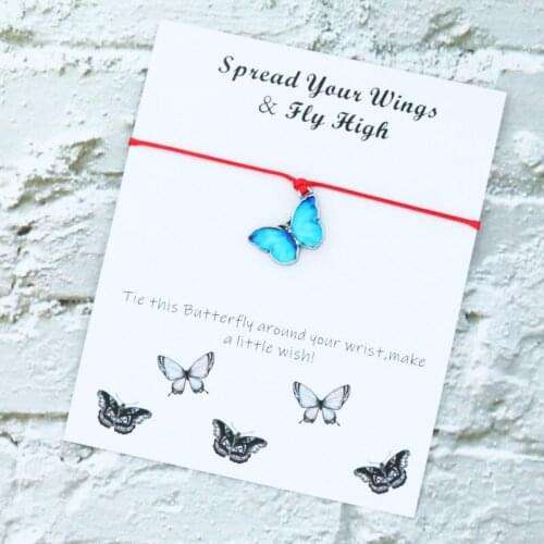 Butterfly Wish Bracelet Affirmation Butterfly Charm Bracelet Butterfly Jewelry Affirmation Bracelet Women Men Friendship Gift