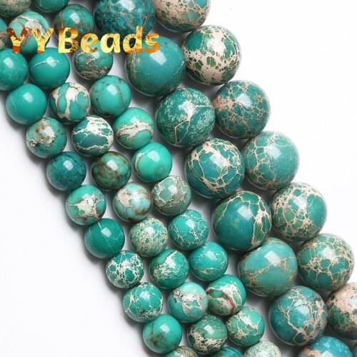 Green Sea Sediment Turquoises Stone Beads 4-12mm Imperial Jaspers Round Loose Charm Beads For Jewelry Making Bracelets Ear Studs