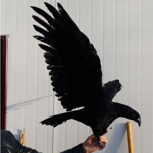 Balck big simulation eagle model foam&furs wings eagle gift about 100x45cm 1240
