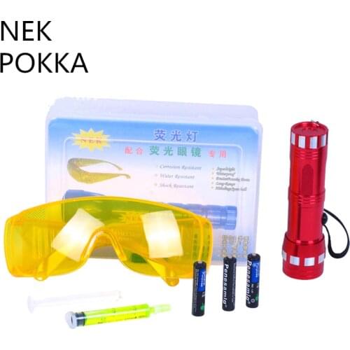 A/C Ultraviolet leak detection,Air conditioning R134a Refrigerant system leak test Detector UV dye