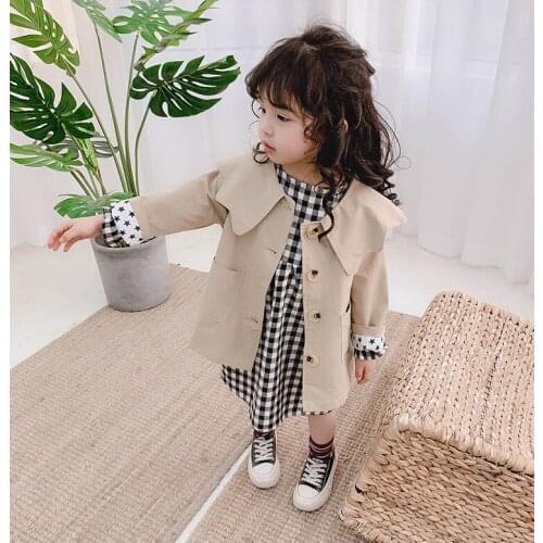 2020 Baby Girl Cotton Trench Coats Jackets Petals Collar Fashion Girls Kids Tops Clothes Children Jacket Outfit