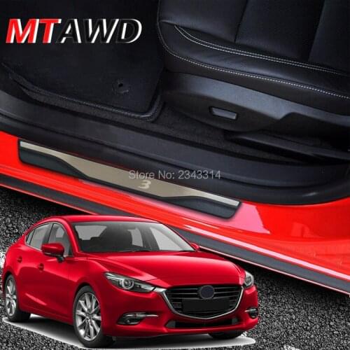 For Mazda 3 2014-2019 2020 Stainless Door Sills Scuff Kick Plate Protector Trim Sticker Guard Cover Car Styling Accessories
