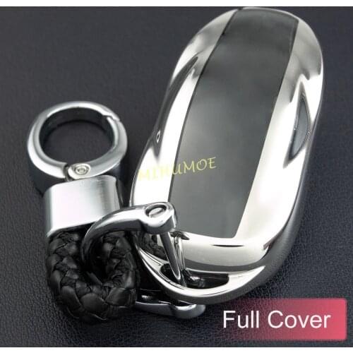 For Tesla Model 3 Y S Car Key Chain Fob Cover Case Ring Shell Silver