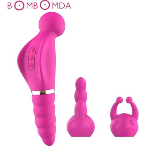 Double Heads AV Rod Dildo Vibrators 2 Head Cap Clitoris Stimulate Nipple Massager Vibrator Sex Toys For Woman Female Masturbator