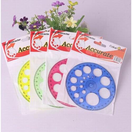 Hot sale 500 pcs Plastic 360 Degree Protractor Circle Modern Master Template Random Color