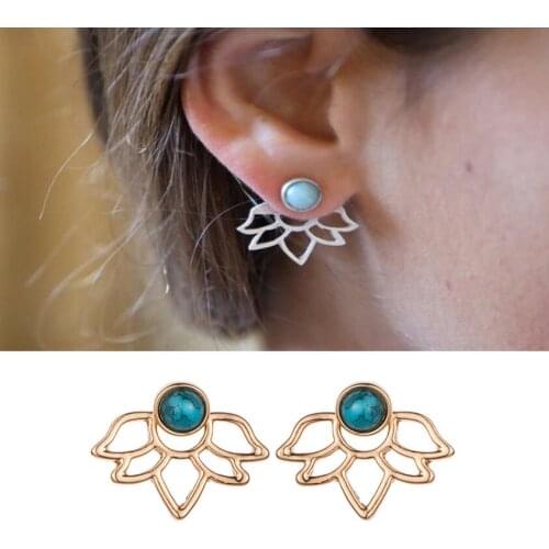 Hfarich Crystal Trendy natural stone earrings Gold Color Elegant Alloy Spike Earrings for Women femme