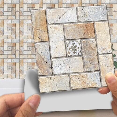 Brick pattern matte tile sticker Bathroom glass waistline self-adhesive wear-resistant tile diagonal stickers 15pcs customize