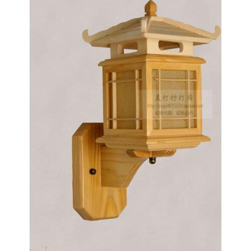 Chinese style Wooden lambskin small house carved wooden staircase aisle lamp wall lamp bedroom balcony wall lights ZA MZ109
