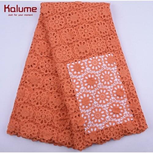 Klaume High Quality African Milk Silk Guipure Cord Lace Fabric 3D Decal Nigerian Water Soluble Cord Lace Stones For Wedding 2031