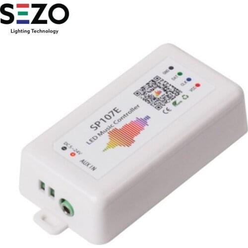SP107E RGB LED Strip Controller for WS2812 SK6812 SK9822 APA102 Strip Music Bluetooth Pixel Controller by Phone APP DC5-24V