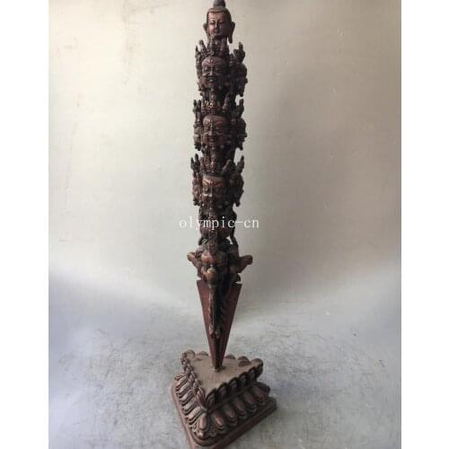 Red copper Sakyamuni Vajrapani head Tibet Buddhist ritual apparatus vajvakilaka