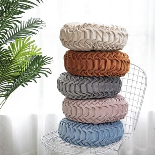 Round Floor Cushion Home Pouf Throw Sofa Decor Pleated Soft Pillow Dutch Cashmere Wheel Sofa Cushion
