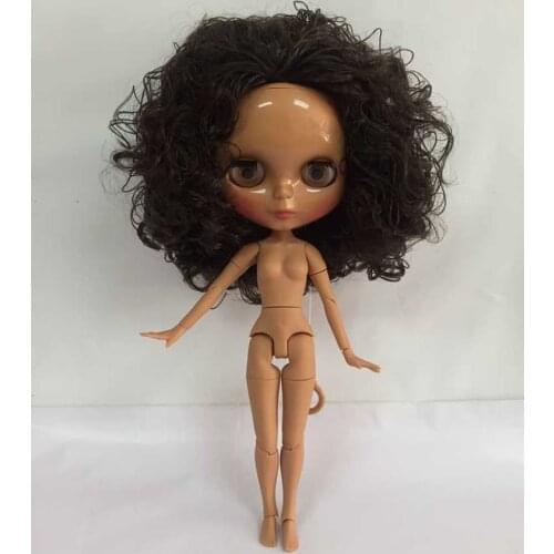 Joint body Nude Blyth Doll,black skin ksm 0017 Factory doll Fashion doll Suitable For DIY Change BJD Toy For Girls