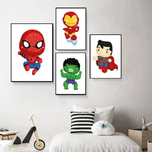 Cartoon Superhero Marvel Nursery Canvas Painting Wall Art Prints and Posters Wall Art Picture for Living Room Home Decoration