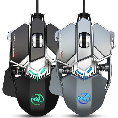 HXSJ J600 Wired Gaming Mouse Nine-key Macro Programming Mouse with Six Adjustable DPI Colorful RGB Light Effect Computer PC Mice