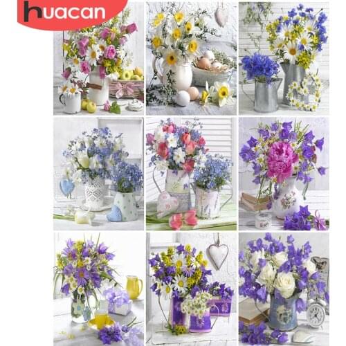 HUACAN DIY Frame Picture By Numbers Daisy Unique Gift Acrylic On Canvas Oil Painting By Numbers Flower Wall Art For Living Room