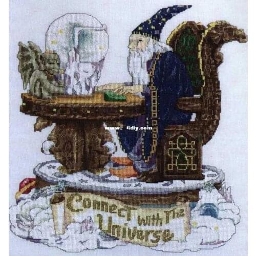 Gold Collection Lovely Counted Cross Stitch Kit Connect with the Universe Wizard Old man Magician Janlynn 45-58 Free Shipping
