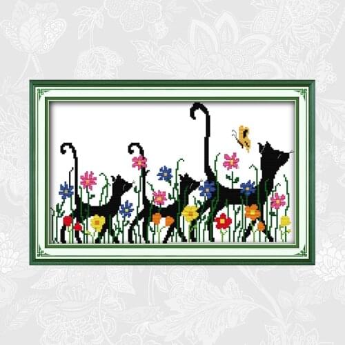 Mother and sons travel together Aida Cross-stitch Kits 11CT 14CT DIY Handmade Crafts Cats Embroidery Set Wholesale