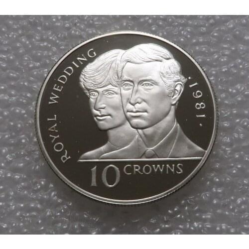 Real Rare Silver Original Coin Collection Turks and Caicos, 1981, 10 Crowns, Refined Commemorative Silver Coin, Dianas Wedding