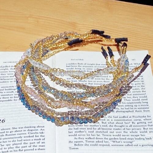 The New Metal Rhinestone Chain Headband Thin Side Press Headband Korean Style Elegant Temperament Hair Accessories